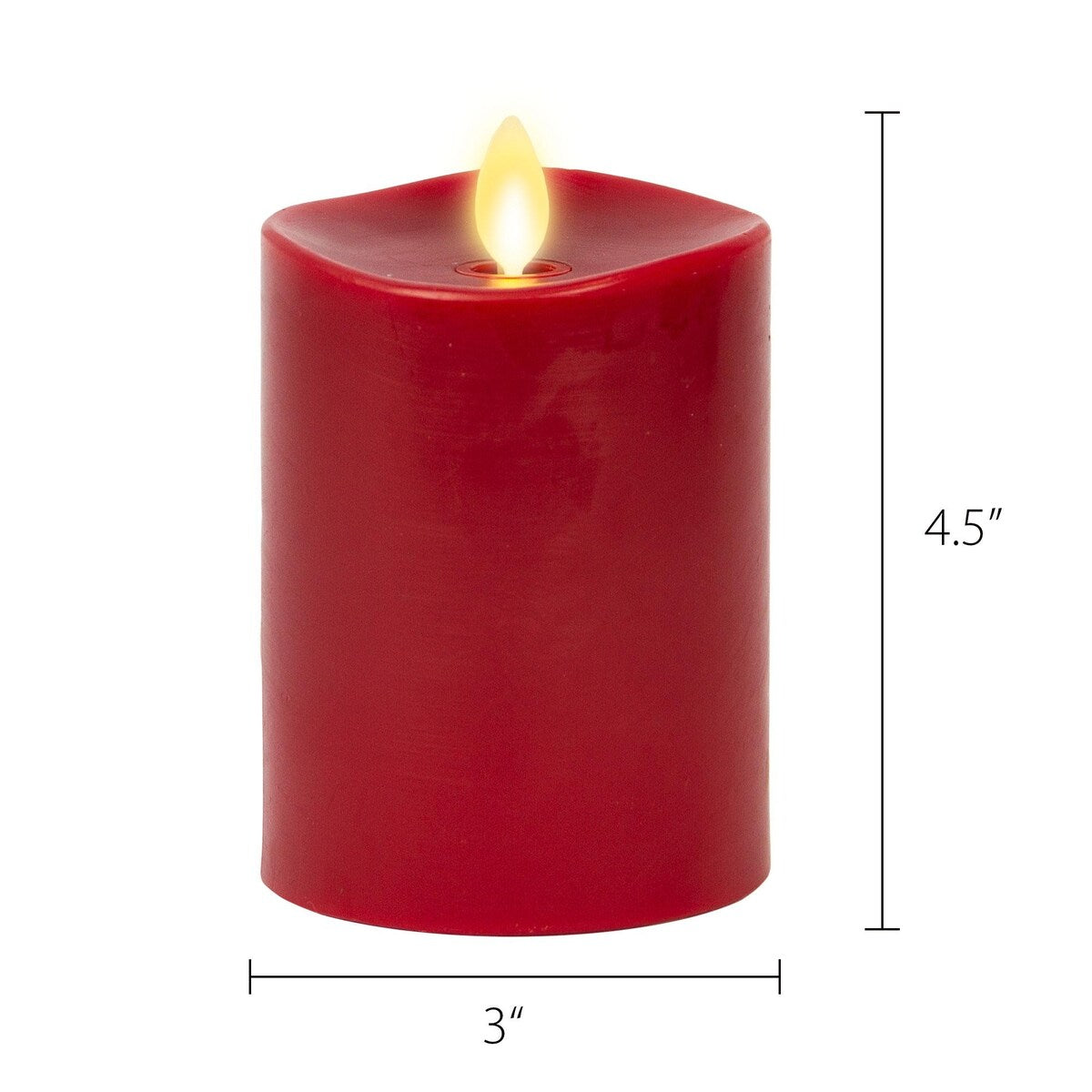 LUMINARA - Burgundy Flameless Candle Pillar - Melted Top Unscented - 3.0" x 4.5" or 6.5"
