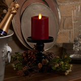 LUMINARA - Burgundy Flameless Candle Pillar - Melted Top Unscented - 3.0" x 4.5" or 6.5"