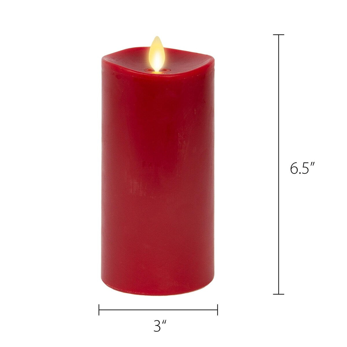 LUMINARA - Burgundy Flameless Candle Pillar - Melted Top Unscented - 3.0" x 4.5" or 6.5"