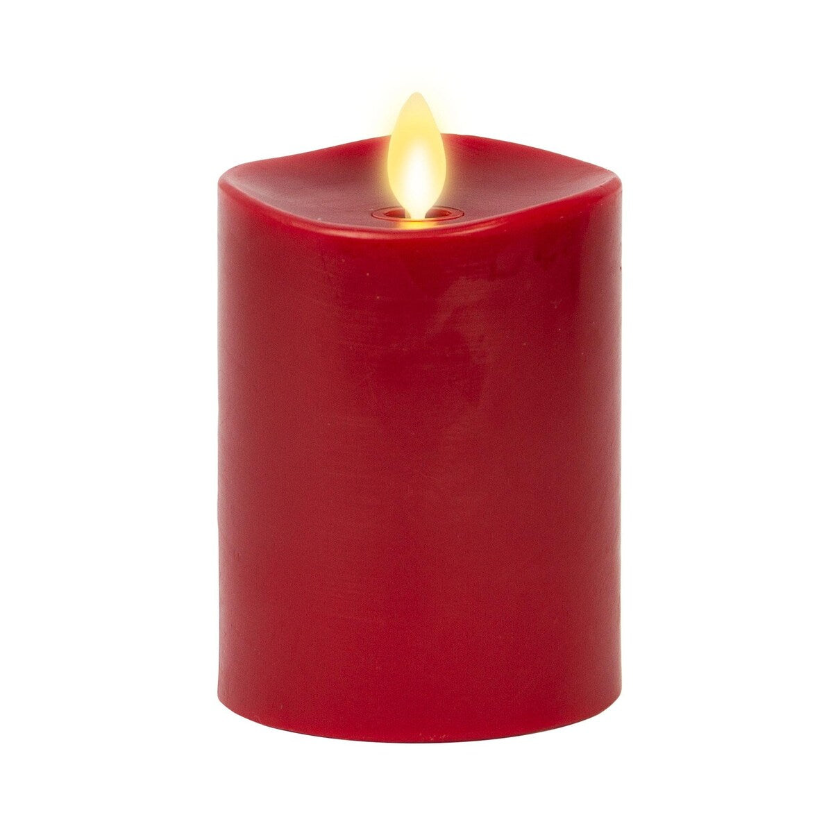 LUMINARA - Burgundy Flameless Candle Pillar - Melted Top Unscented - 3.0" x 4.5" or 6.5"