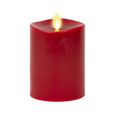 LUMINARA - Burgundy Flameless Candle Pillar - Melted Top Unscented - 3.0" x 4.5" or 6.5"
