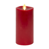 LUMINARA - Burgundy Flameless Candle Pillar - Melted Top Unscented - 3.0" x 4.5" or 6.5"