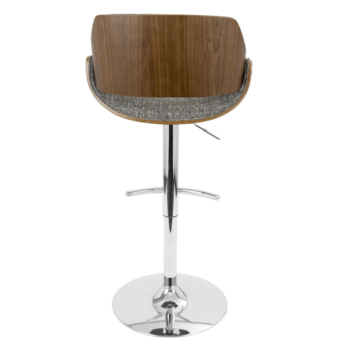 Lumisource Fabrizzi Mid-Century Modern Adjustable Barstool with Swivel in Walnut and Grey - 18.75"Lx21"Wx35.5-44"H
