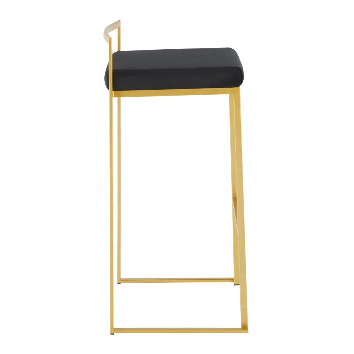 Lumisource Fuji Barstool in Gold with Black Velvet Cushion - Set of 2 - 16"Lx17.5"Wx34"H