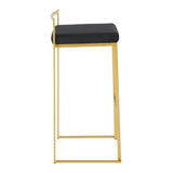 Lumisource Fuji Barstool in Gold with Black Velvet Cushion - Set of 2 - 16"Lx17.5"Wx34"H
