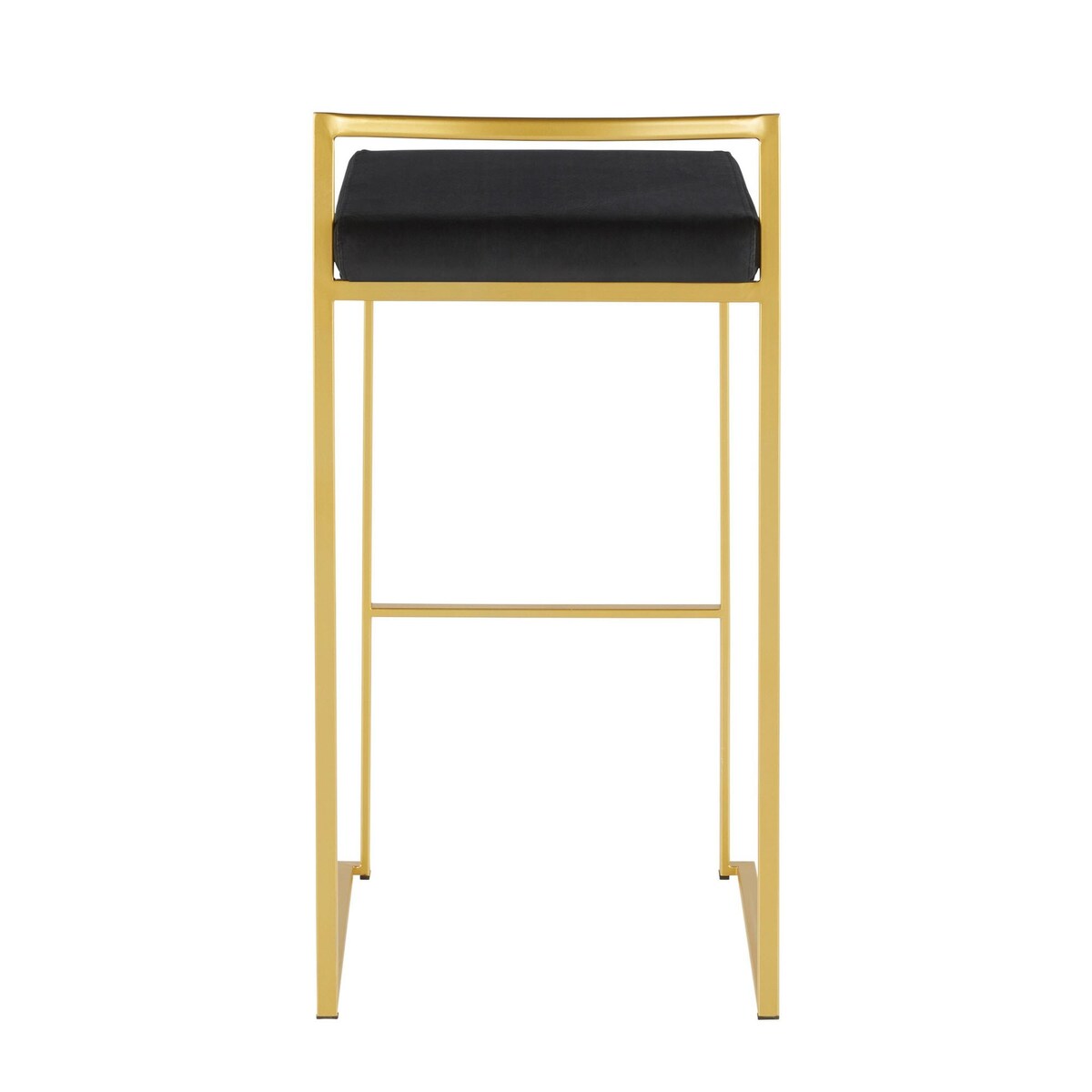 Lumisource Fuji Barstool in Gold with Black Velvet Cushion - Set of 2 - 16"Lx17.5"Wx34"H