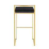 Lumisource Fuji Barstool in Gold with Black Velvet Cushion - Set of 2 - 16"Lx17.5"Wx34"H