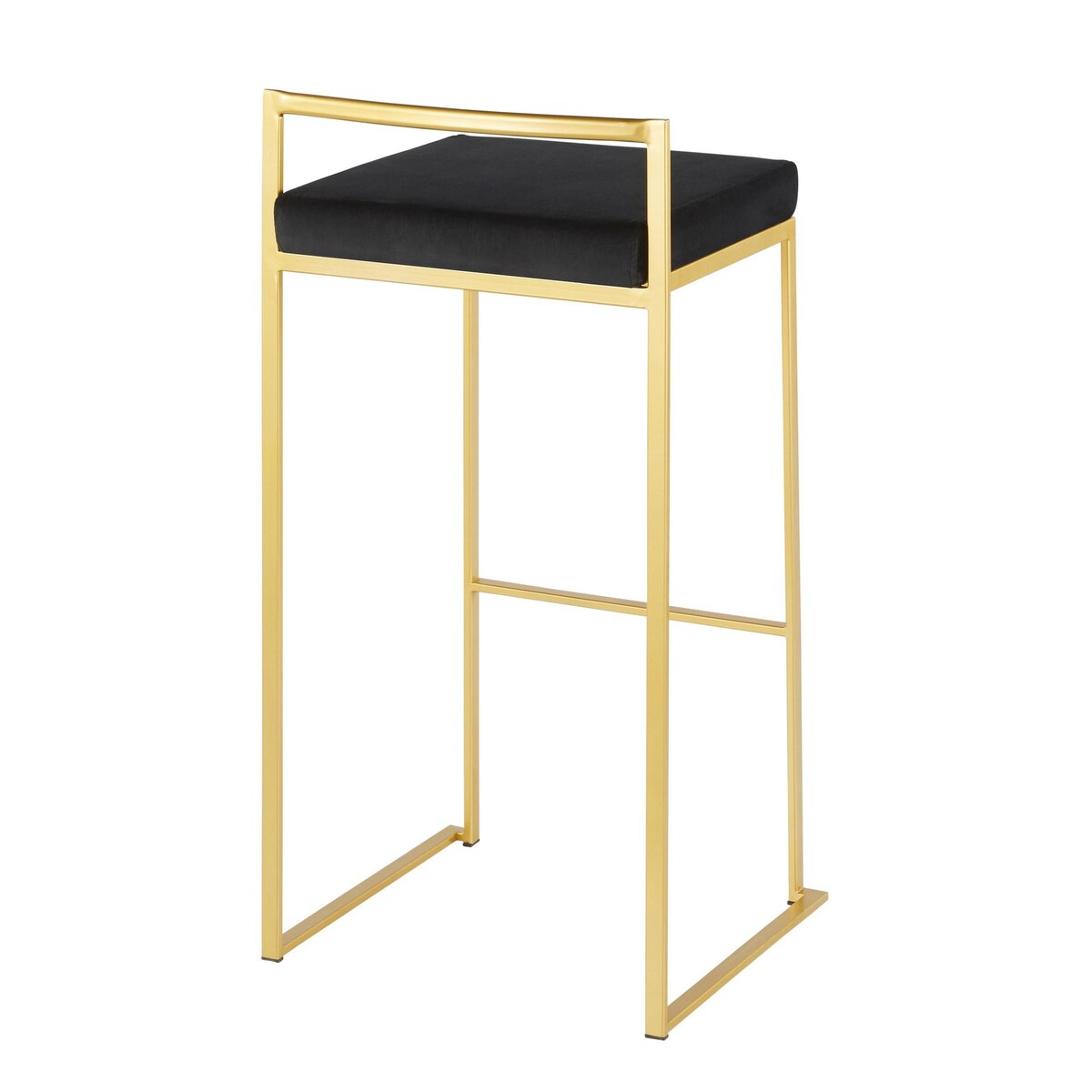 Lumisource Fuji Barstool in Gold with Black Velvet Cushion - Set of 2 - 16"Lx17.5"Wx34"H