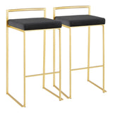 Lumisource Fuji Barstool in Gold with Black Velvet Cushion - Set of 2 - 16"Lx17.5"Wx34"H