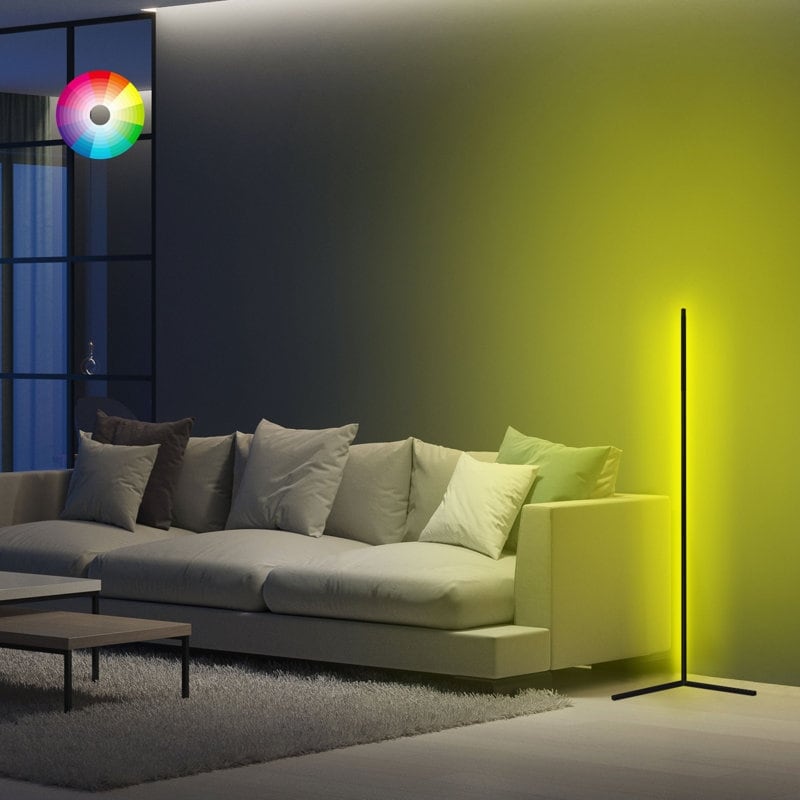 Lumos 47" Color Changing Minimalist Led Floor Lamp, Standing Tall Corner Light - 1" D x 23" W x 47" H