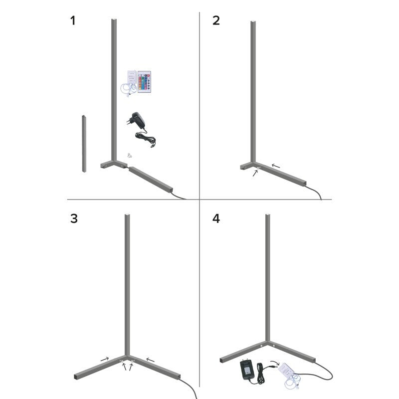 Lumos 47" Color Changing Minimalist Led Floor Lamp, Standing Tall Corner Light - 1" D x 23" W x 47" H
