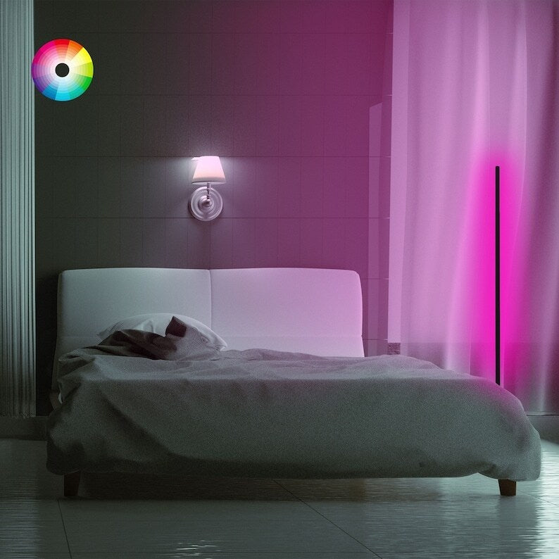Lumos 47" Color Changing Minimalist Led Floor Lamp, Standing Tall Corner Light - 1" D x 23" W x 47" H