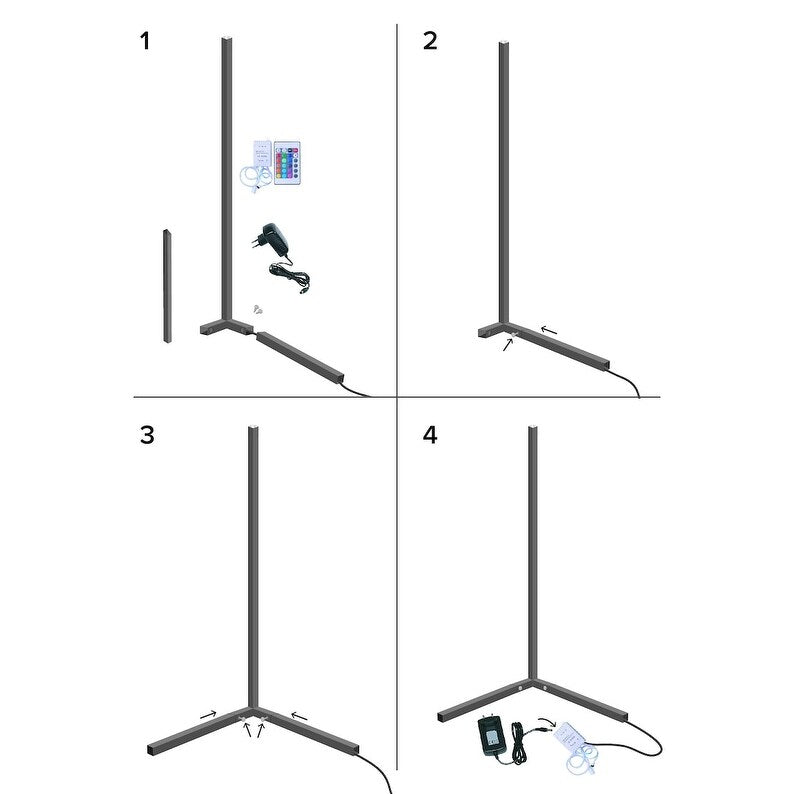 Lumos 47" Color Changing Minimalist Led Floor Lamp, Standing Tall Corner Light - 1" D x 23" W x 47" H