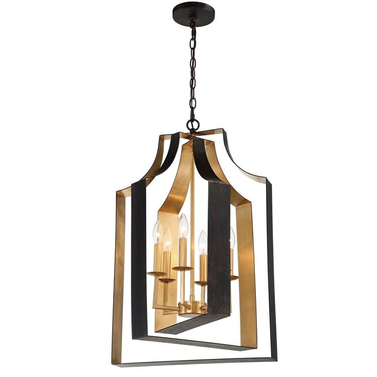 Luna 6 Light English Bronze & Antique Gold Lantern - 15.67'' W x 28.54'' H