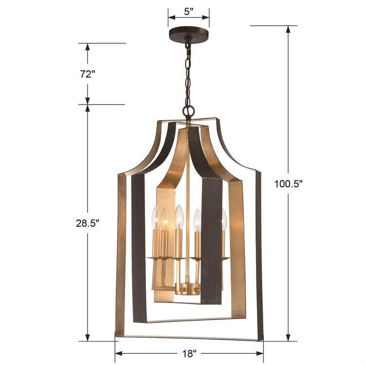 Luna 6 Light English Bronze & Antique Gold Lantern - 15.67'' W x 28.54'' H