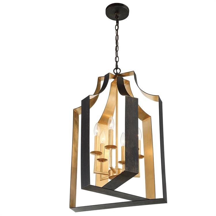 Luna 6 Light English Bronze & Antique Gold Lantern - 15.67'' W x 28.54'' H
