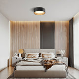 Luna Dark Forest Black and Wood LED Flush Mount Ceiling Light - 1-LIGHT