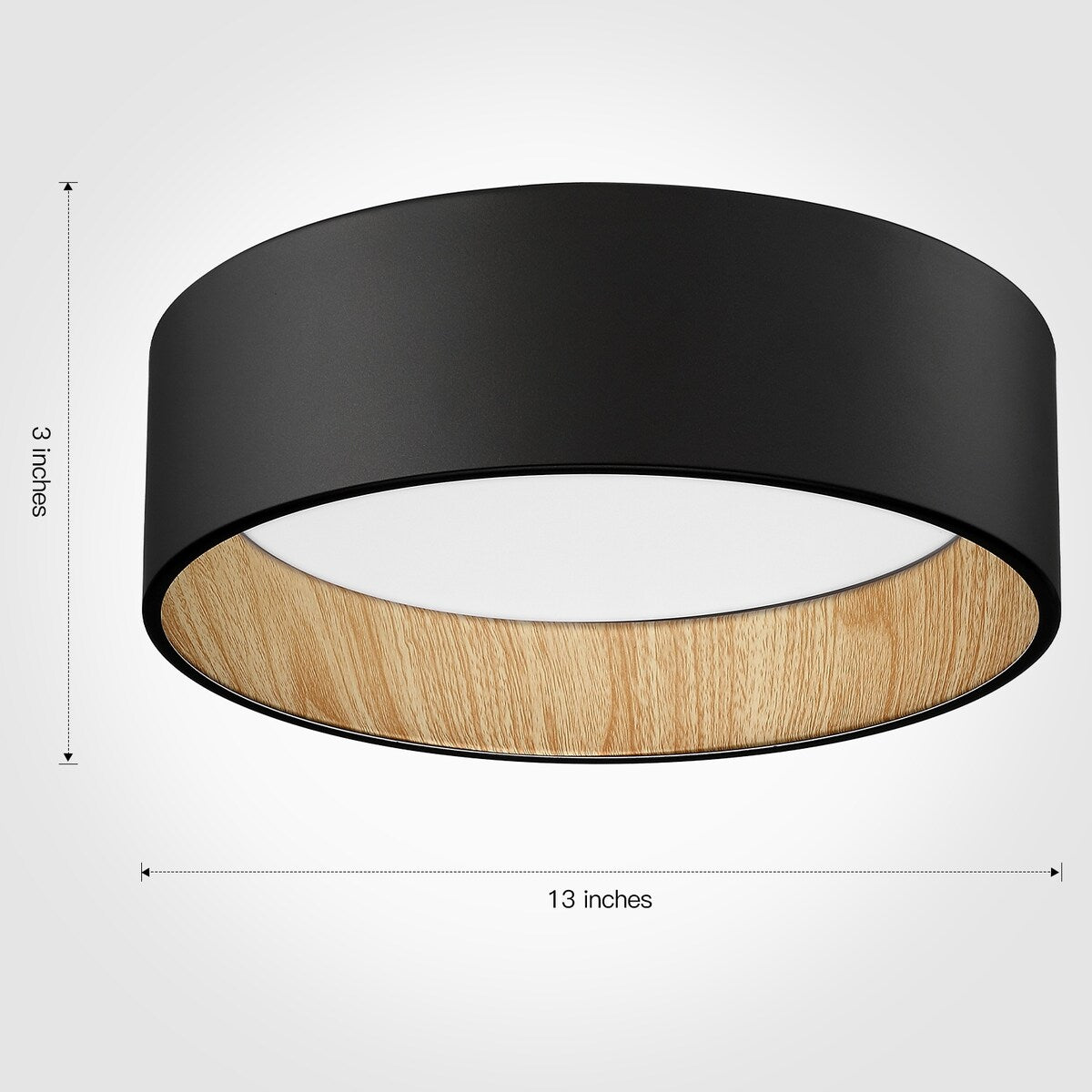 Luna Dark Forest Black and Wood LED Flush Mount Ceiling Light - 1-LIGHT
