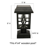 Luna II Black Landscape Solar Deck Post Cap Light w/ Pier Mount 2PK