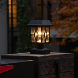 Luna II Black Landscape Solar Deck Post Cap Light w/ Pier Mount 2PK
