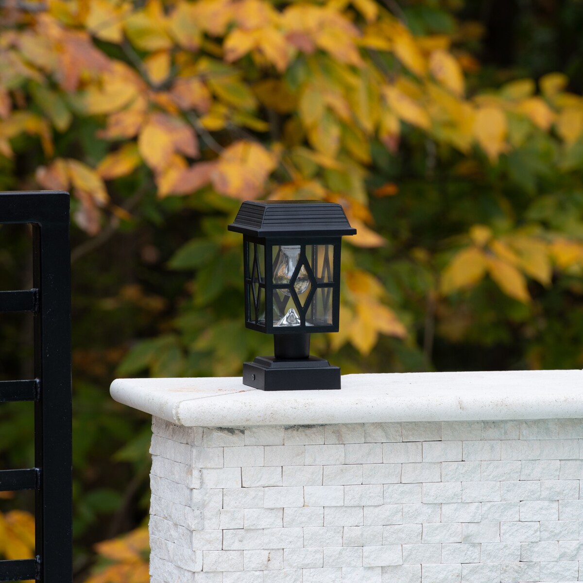 Luna II Black Landscape Solar Deck Post Cap Light w/ Pier Mount 2PK