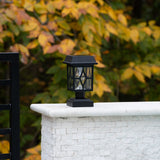 Luna II Black Landscape Solar Deck Post Cap Light w/ Pier Mount 2PK
