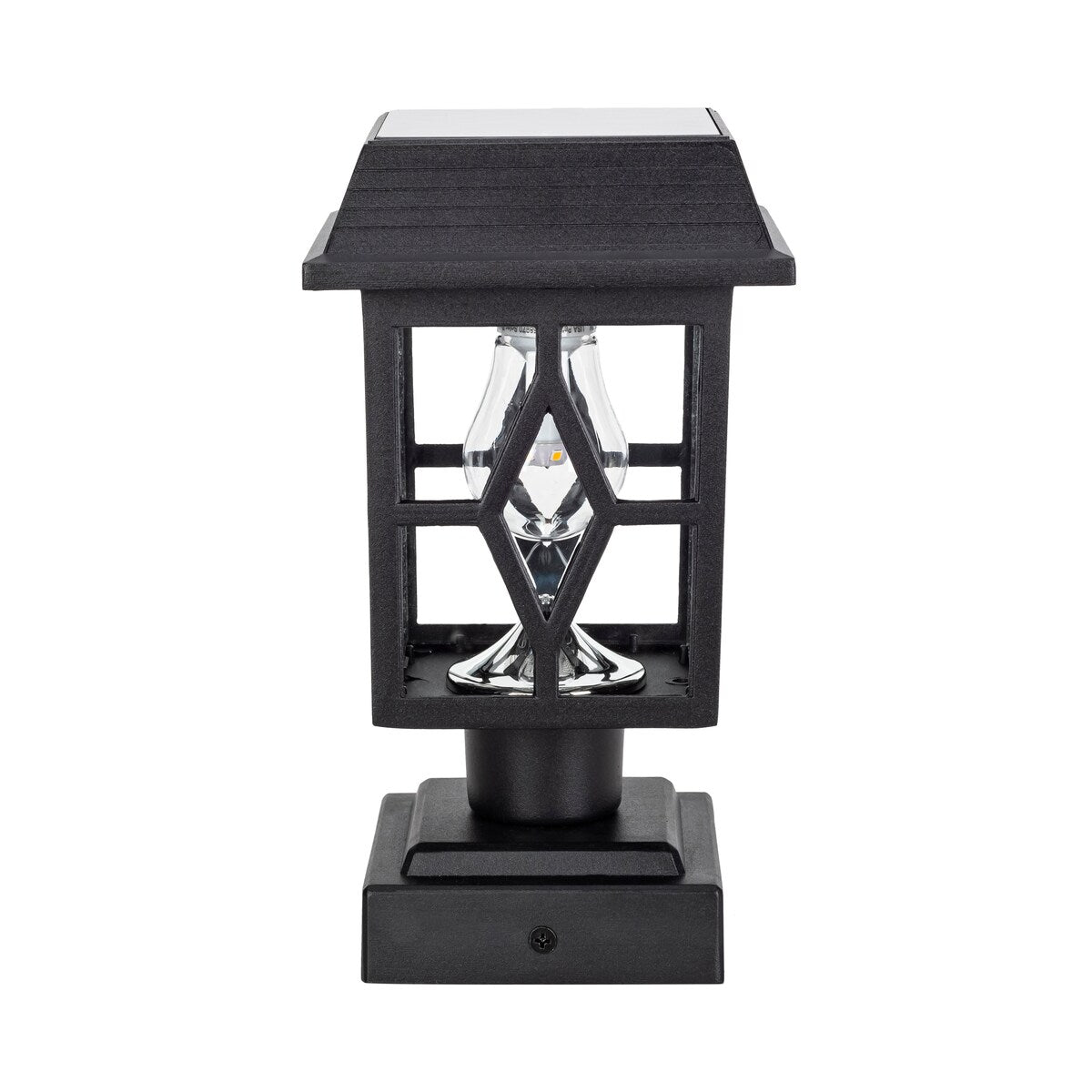 Luna II Black Landscape Solar Deck Post Cap Light w/ Pier Mount 2PK