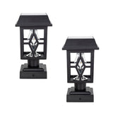 Luna II Black Landscape Solar Deck Post Cap Light w/ Pier Mount 2PK