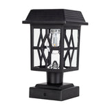 Luna II Black Landscape Solar Deck Post Cap Light w/ Pier Mount 2PK
