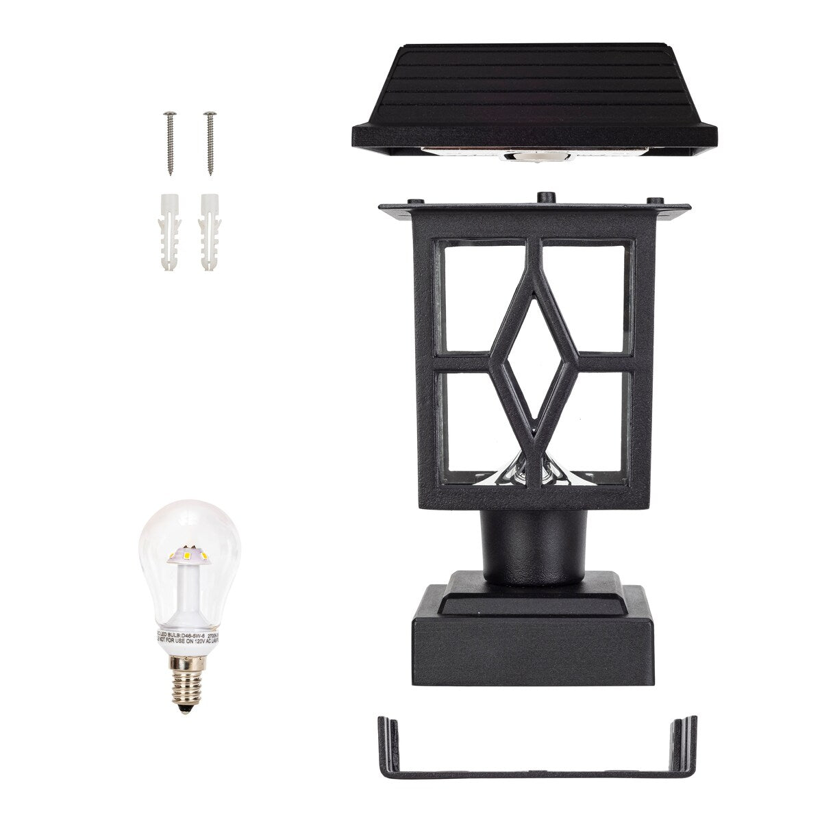 Luna II Black Landscape Solar Deck Post Cap Light w/ Pier Mount 2PK
