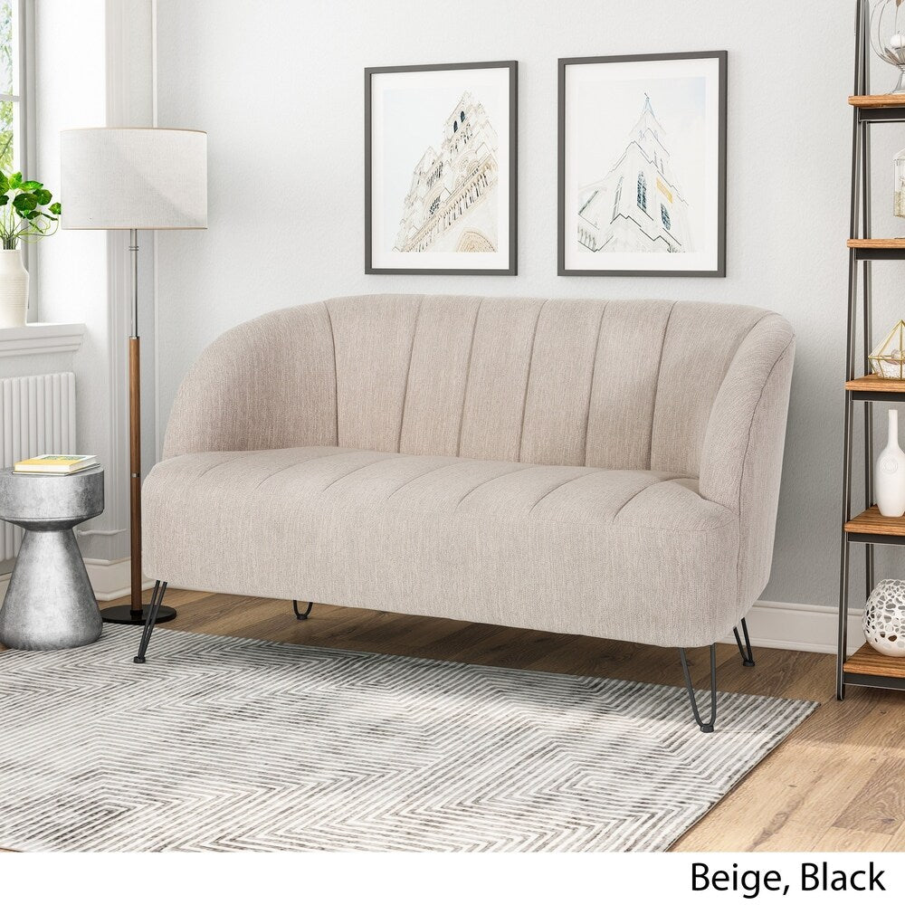 Lupine Modern Fabric Loveseat with Hairpin Legs by Christopher Knight Home
