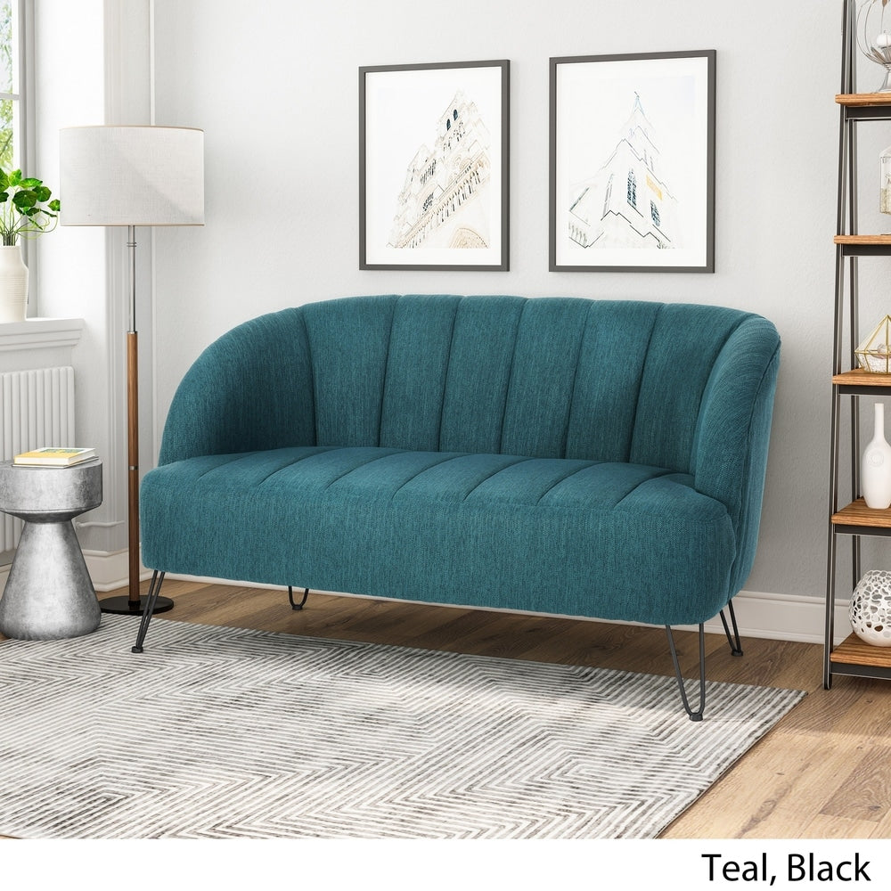 Lupine Modern Fabric Loveseat with Hairpin Legs by Christopher Knight Home