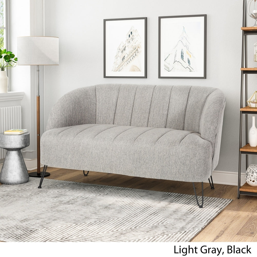 Lupine Modern Fabric Loveseat with Hairpin Legs by Christopher Knight Home