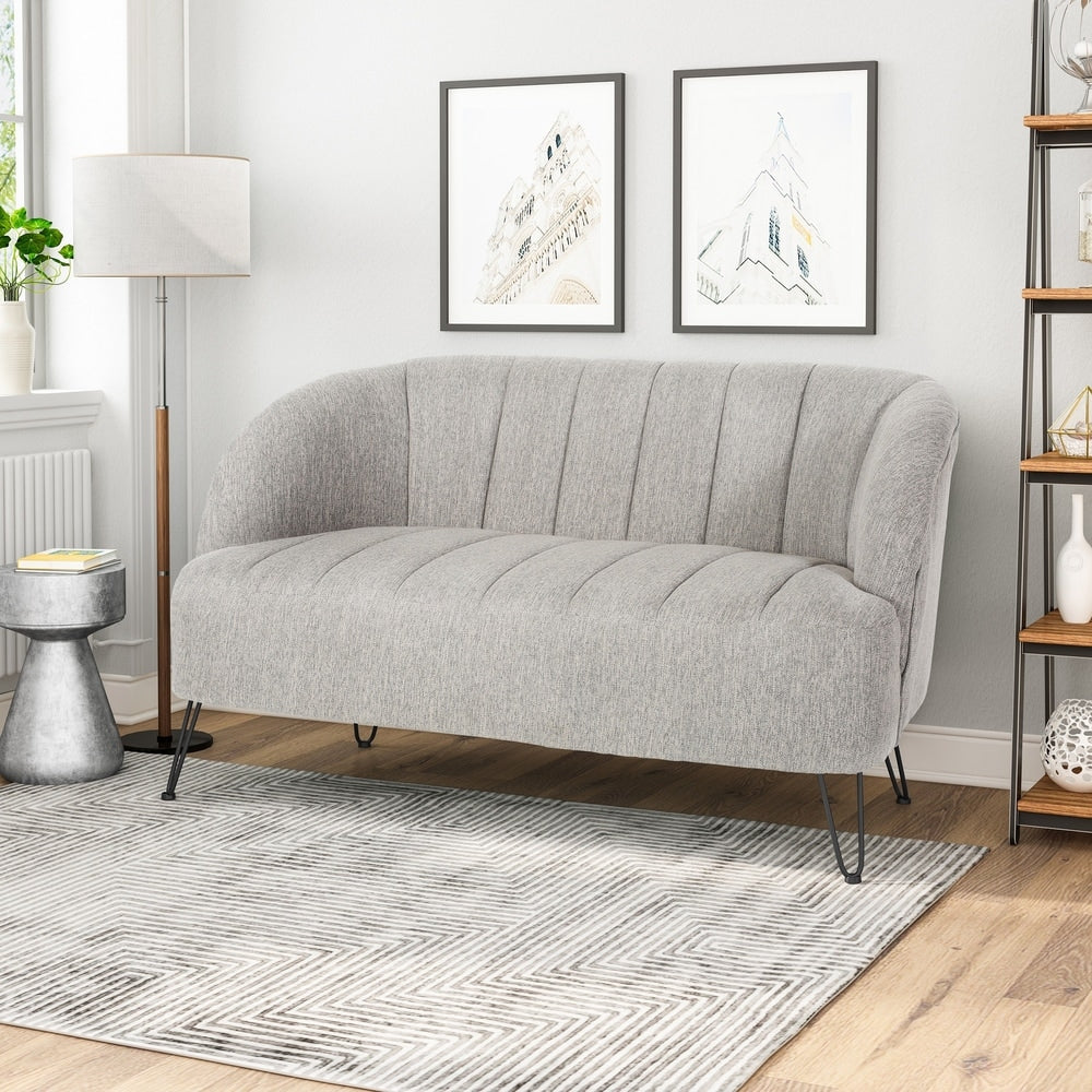 Lupine Modern Fabric Loveseat with Hairpin Legs by Christopher Knight Home
