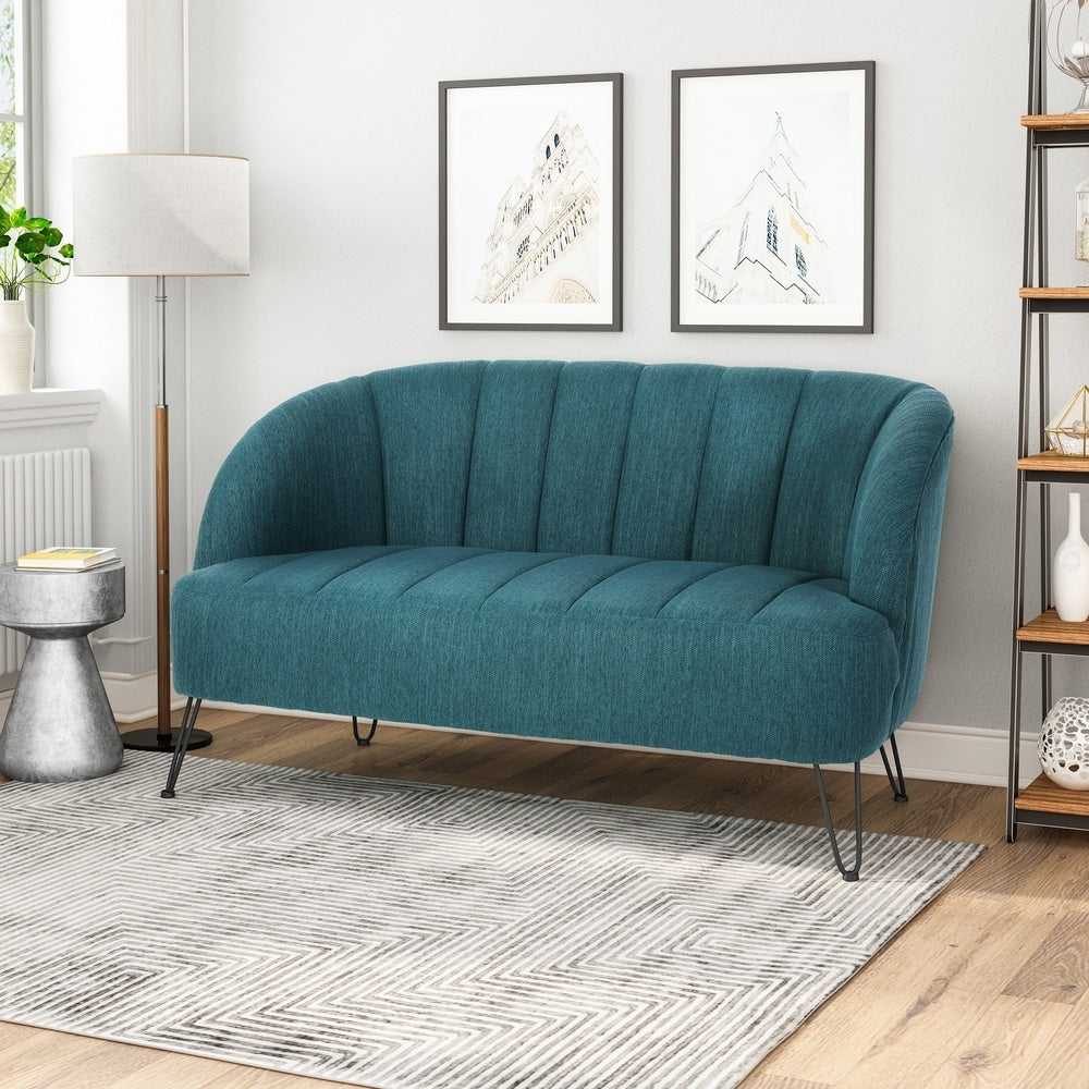 Lupine Modern Fabric Loveseat with Hairpin Legs by Christopher Knight Home