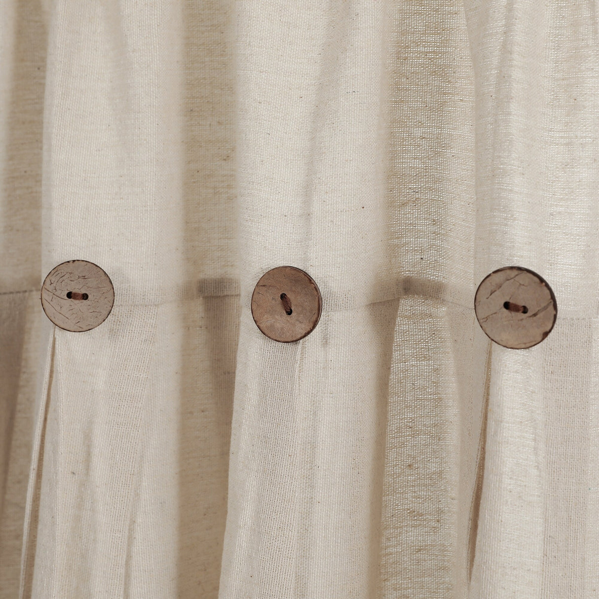 Lush Decor Linen Button Kitchen Tier Window Curtain Panel Pair