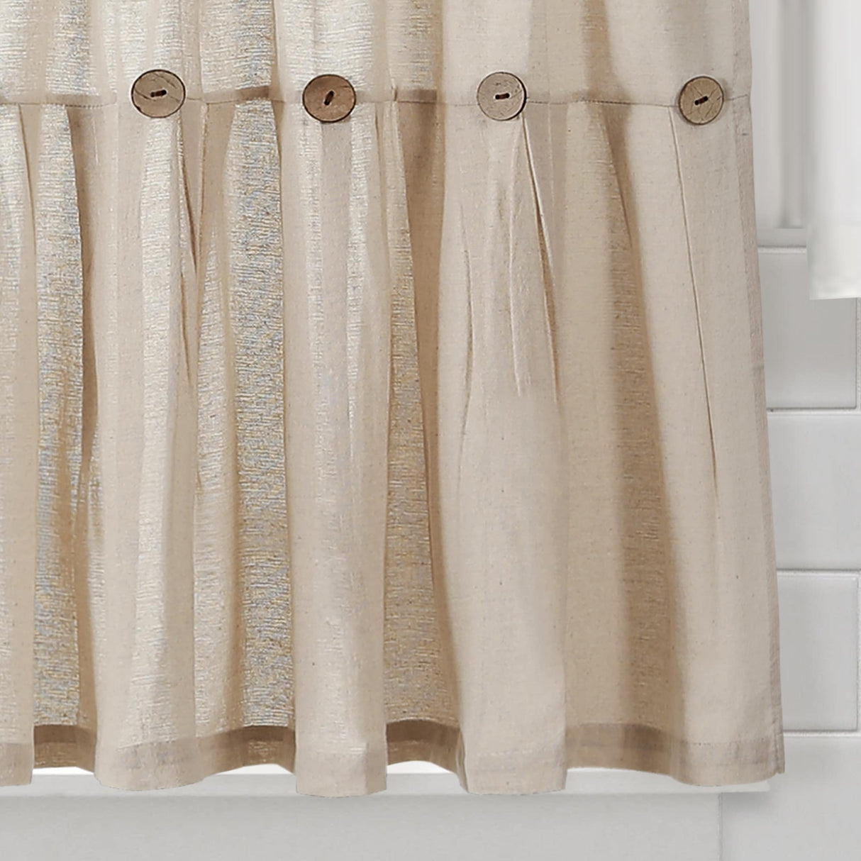 Lush Decor Linen Button Kitchen Tier Window Curtain Panel Pair