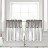 Lush Decor Linen Button Kitchen Tier Window Curtain Panel Pair