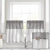 Lush Decor Linen Button Kitchen Tier Window Curtain Panel Pair
