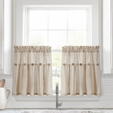 Lush Decor Linen Button Kitchen Tier Window Curtain Panel Pair