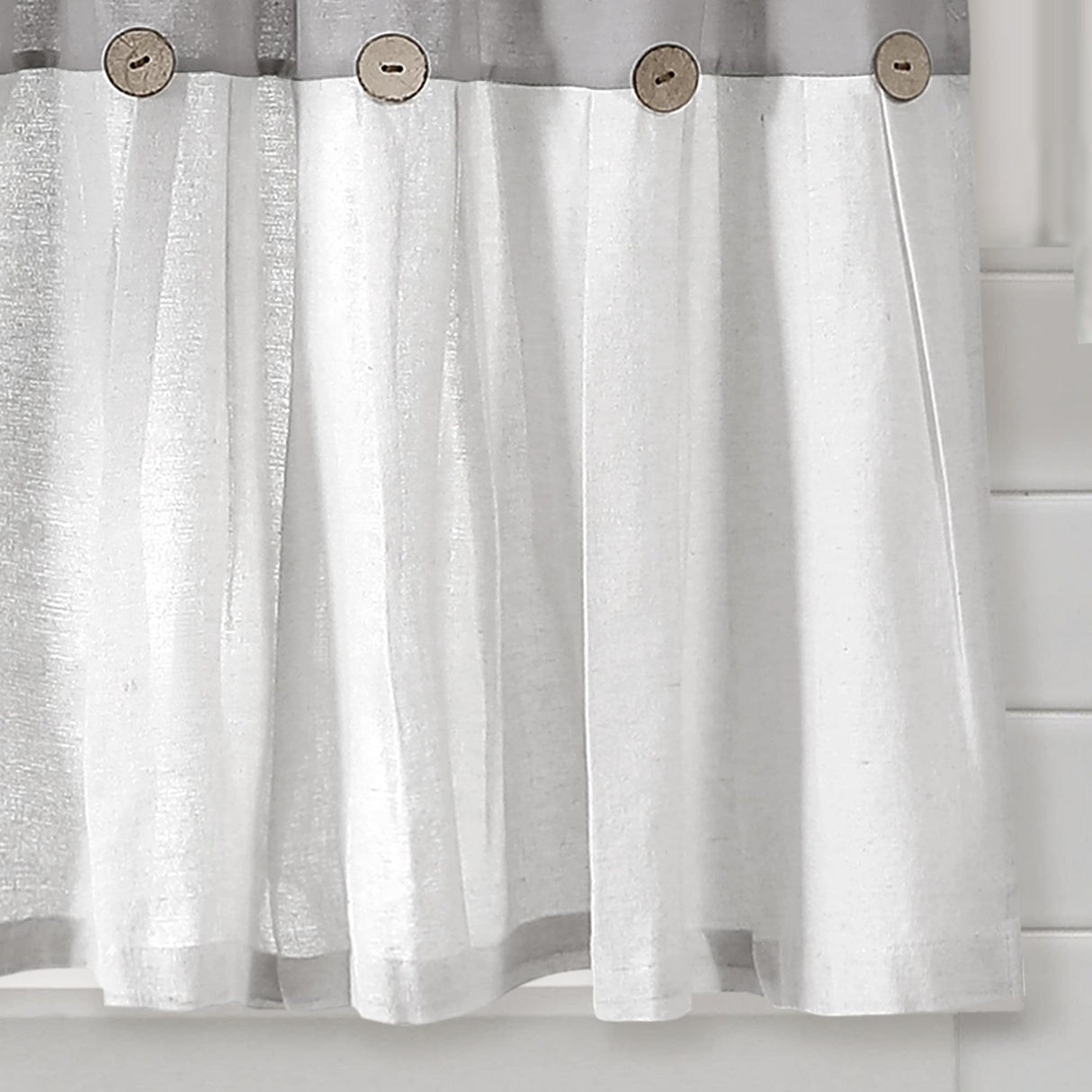 Lush Decor Linen Button Kitchen Tier Window Curtain Panel Pair