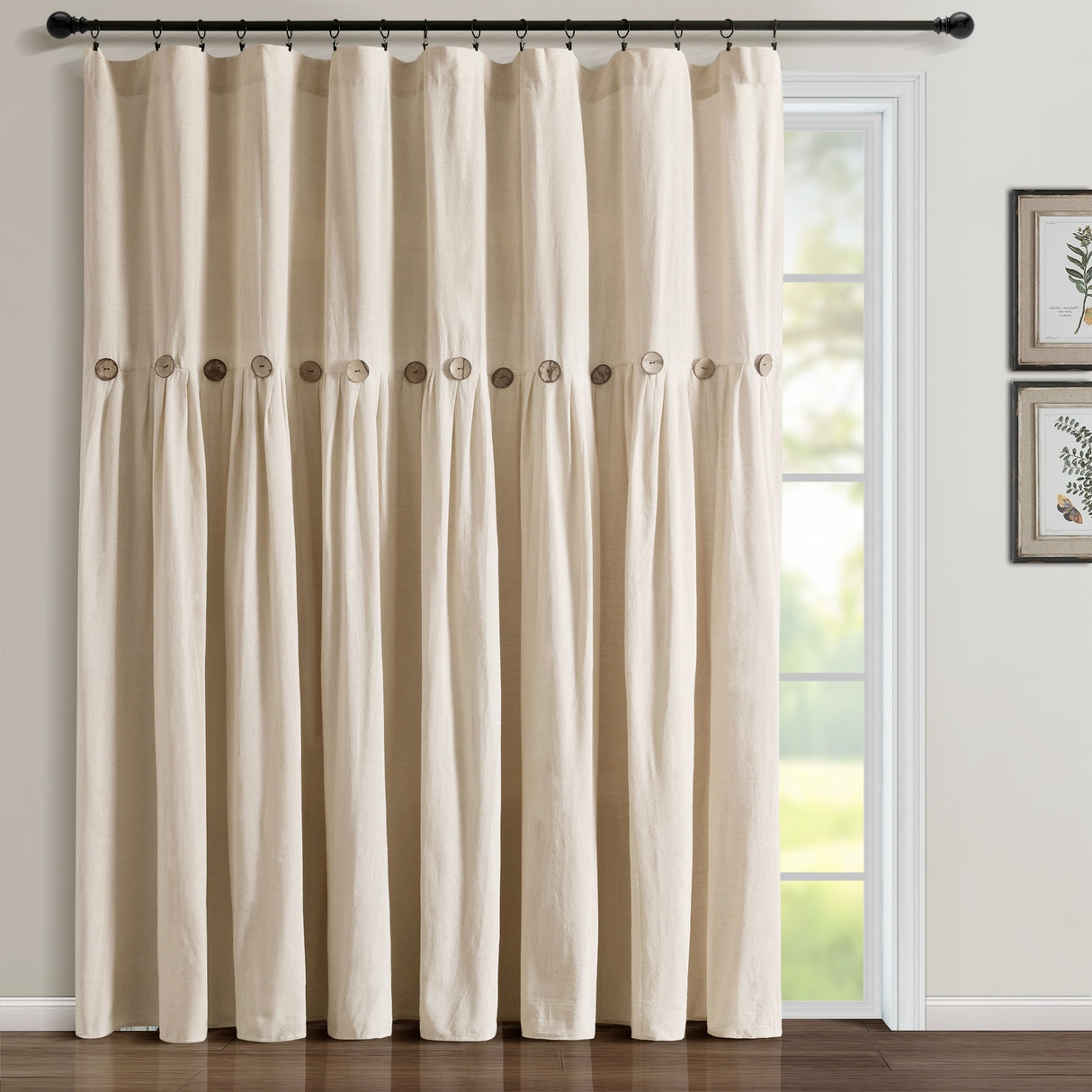 Lush Decor Linen Button Wide Width Single Curtain Panel (1 Panel)
