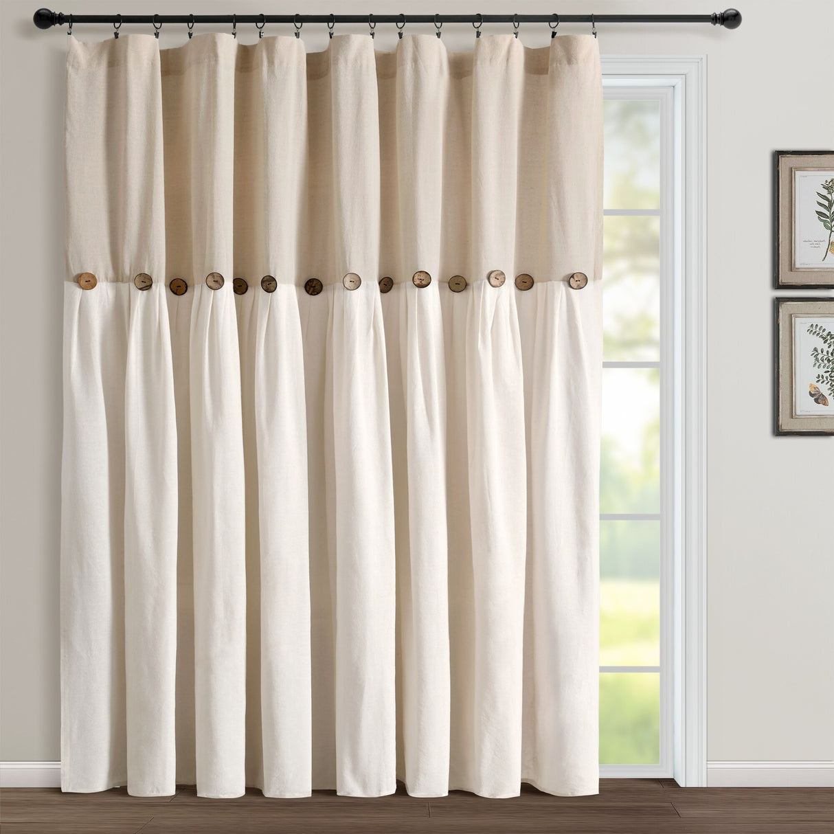 Lush Decor Linen Button Wide Width Single Curtain Panel (1 Panel)