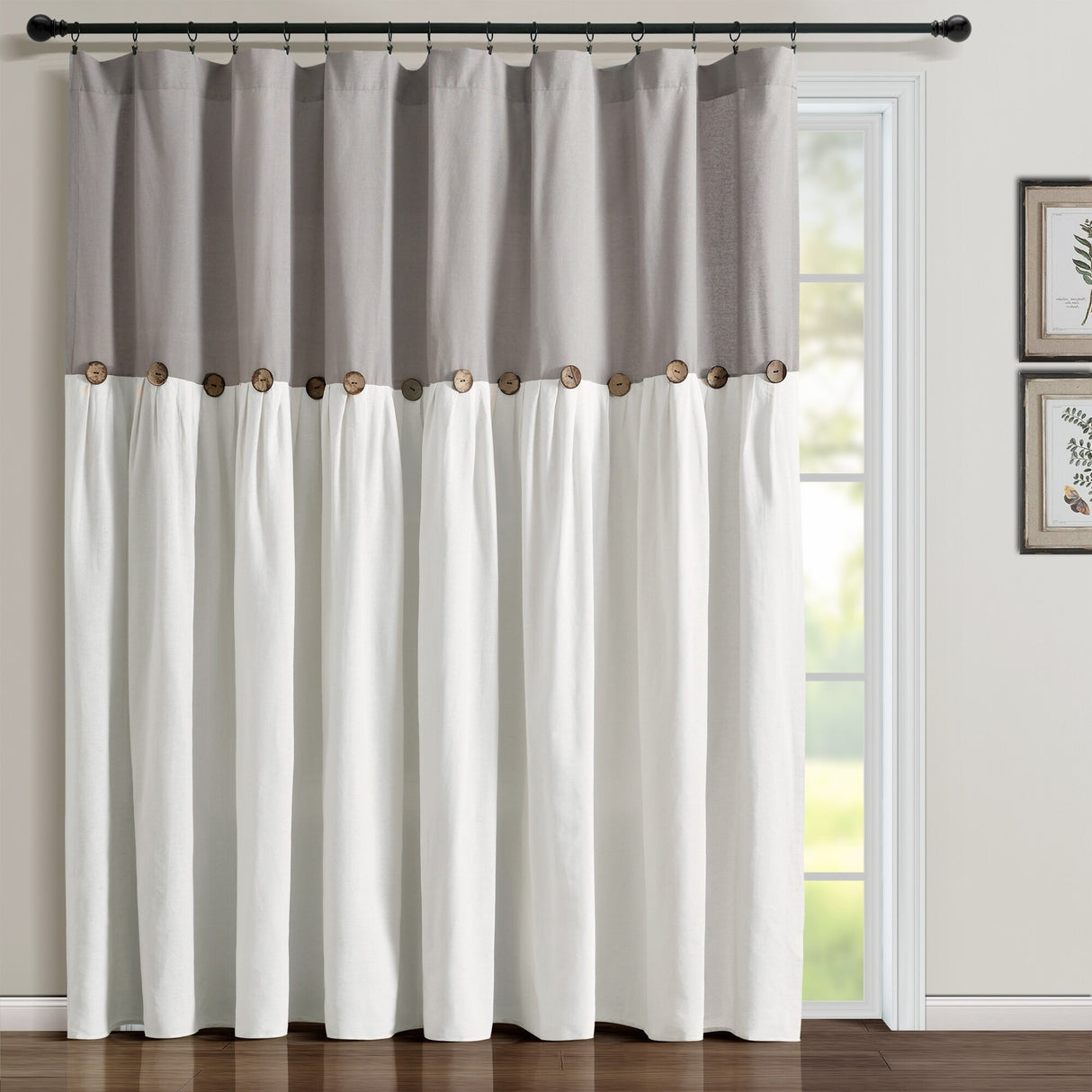Lush Decor Linen Button Wide Width Single Curtain Panel (1 Panel)