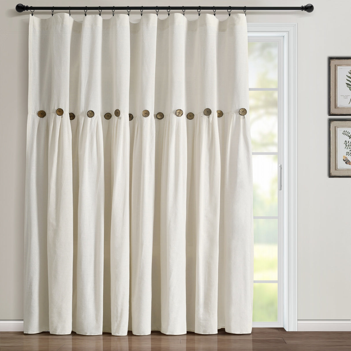 Lush Decor Linen Button Wide Width Single Curtain Panel (1 Panel)