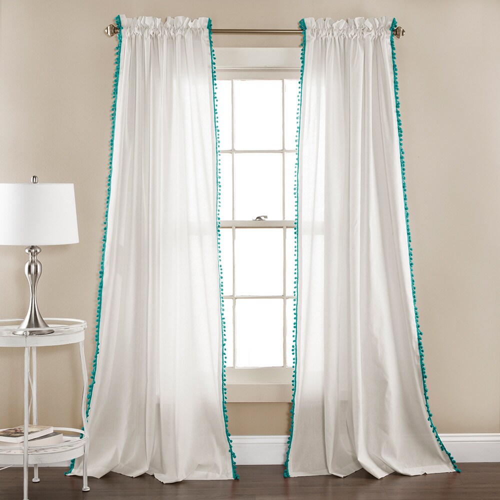 Lush Decor Linen Pom Pom Curtain Panel Pair - 52 x 84