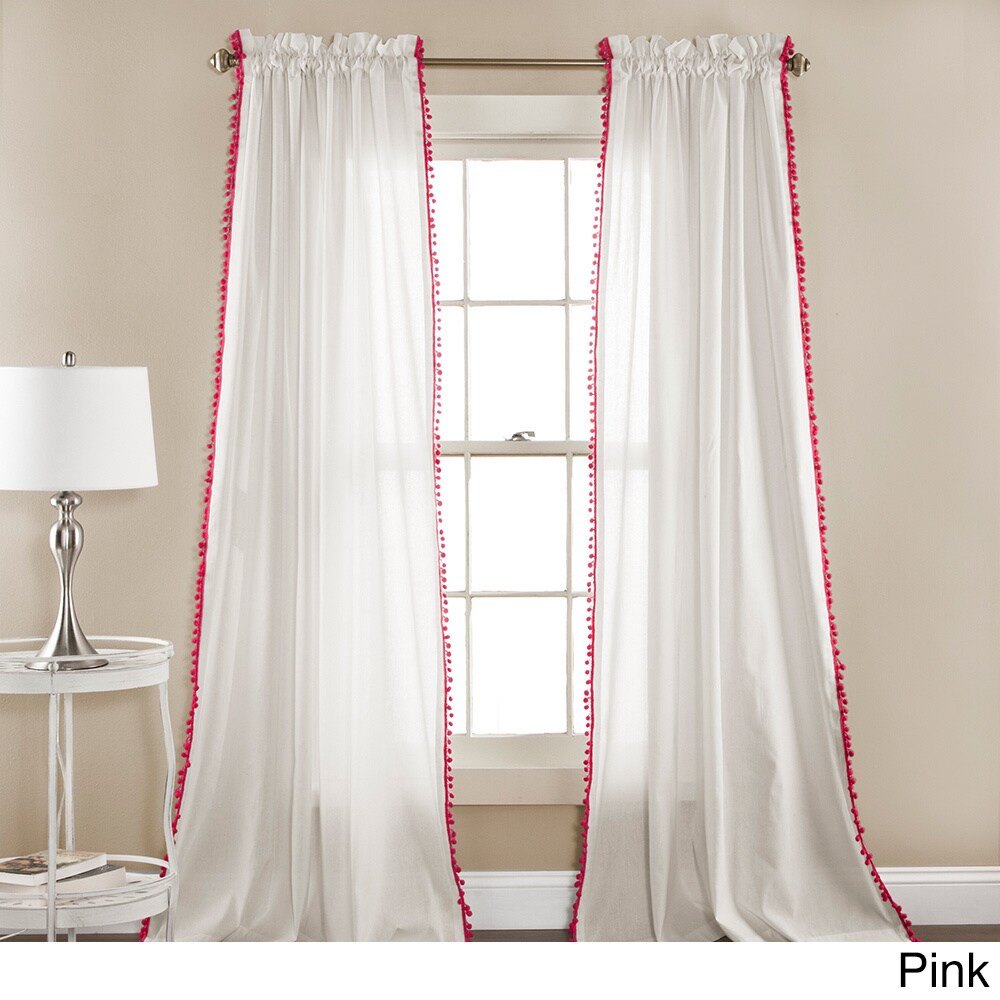 Lush Decor Linen Pom Pom Curtain Panel Pair - 52 x 84