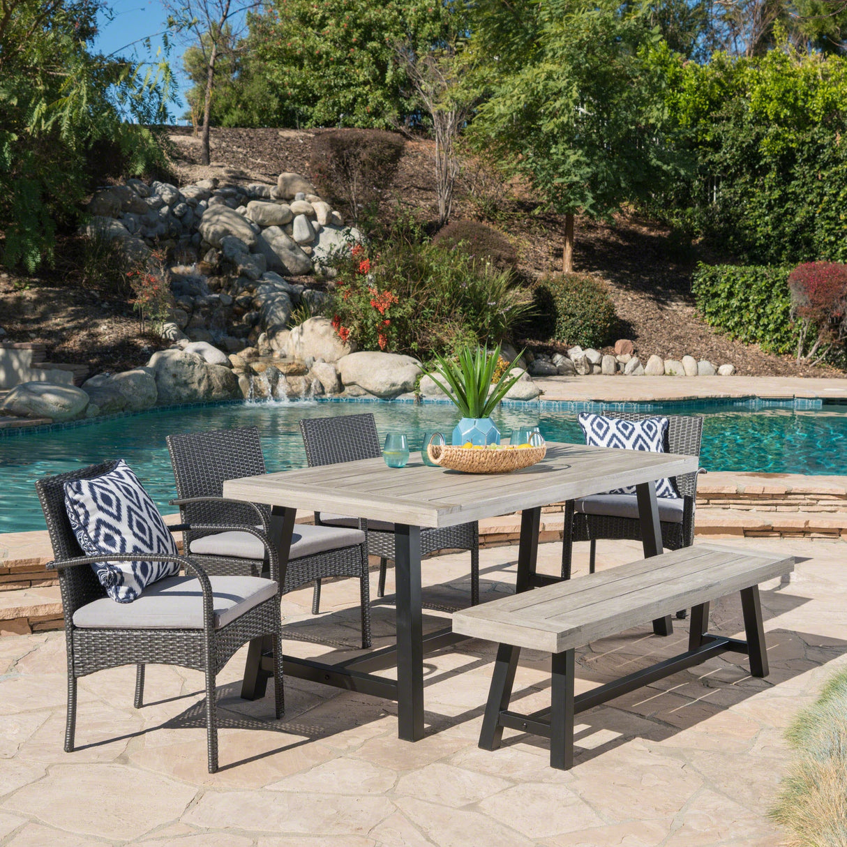 Luster Outdoor 6-piece Wicker Dining Set by Christopher Knight Home