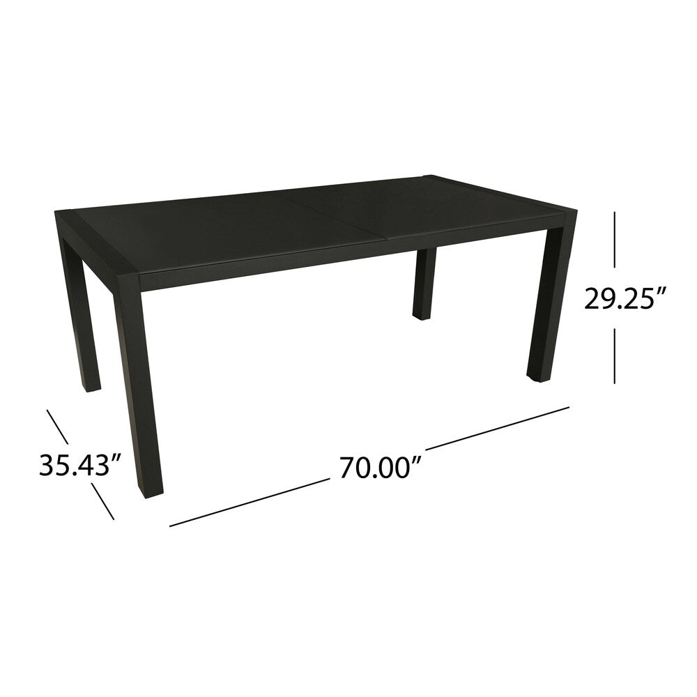 Luton Outdoor Aluminum 7 Piece Dining Set with Glass Table Top by Christopher Knight Home