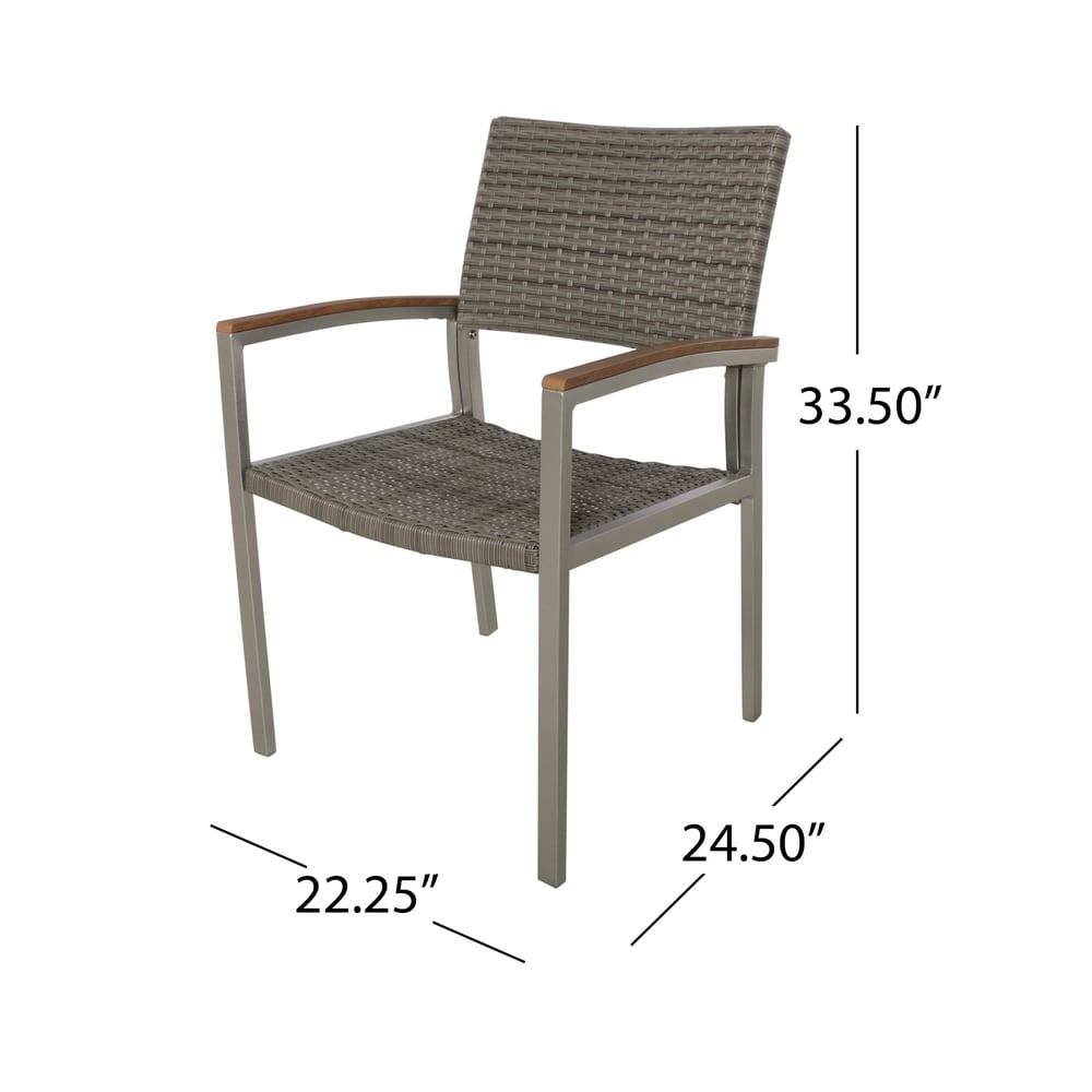 Luton Outdoor Wicker Dining Chair with Aluminum Frame (Set of 2) by Christopher Knight Home